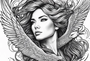 Woman rising into the phoenix tattoo idea