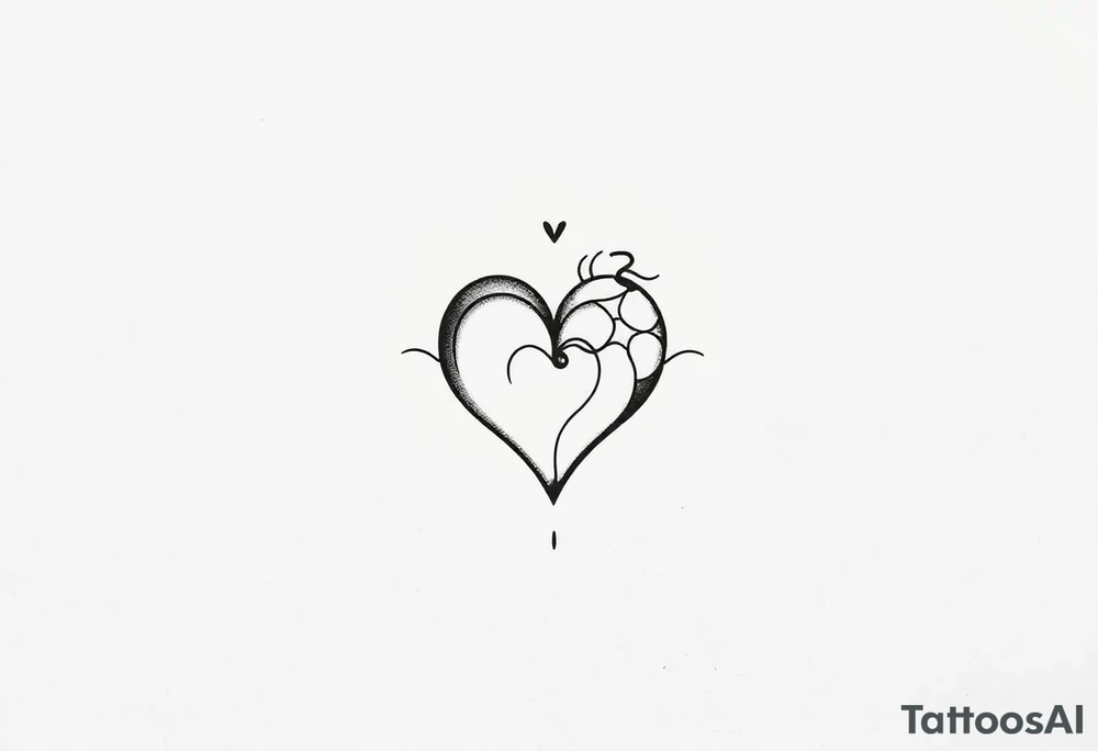 Heart and moon combination tattoo idea