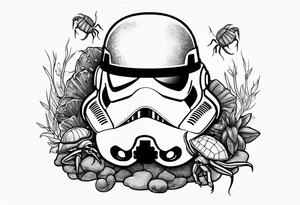 storm trooper helmet and a hermit crab tattoo idea