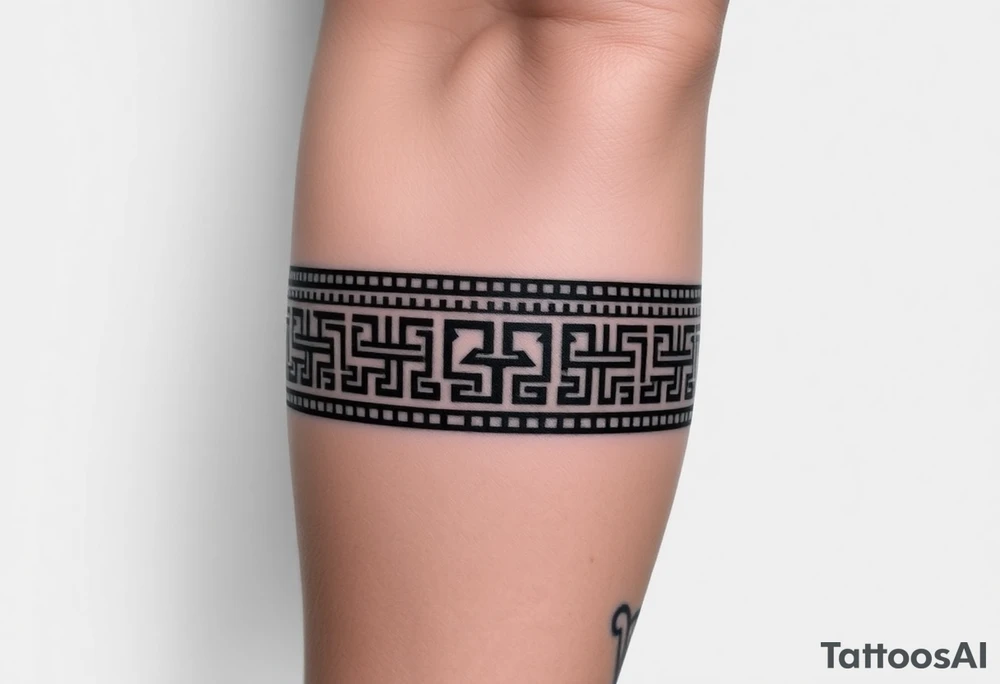 Ancient Greek pattern arm band wrap around tattoo idea