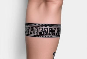 Ancient Greek pattern arm band wrap around tattoo idea