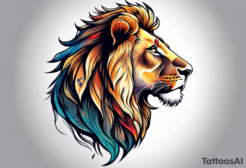 Lion. Power and love. Half Head design. tattoo idea