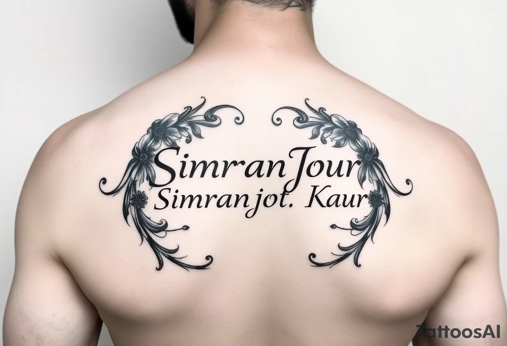 A tatto of my sister name as simranjot kaur in punjabi as a best way tattoo idea