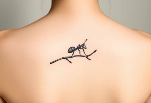 ant on a tree branch tattoo idea