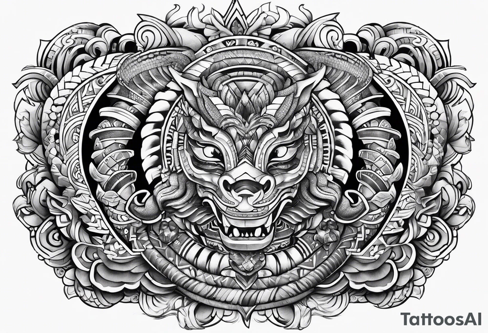 aztec snake sleeve tattoo idea