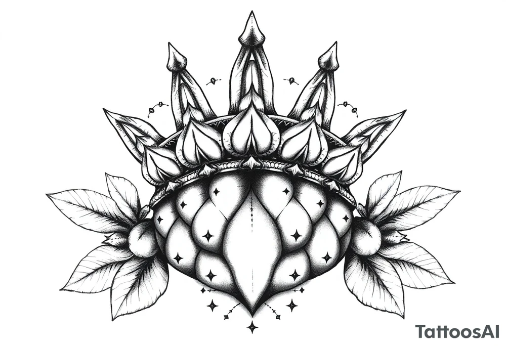 Crown pineapple vagina anus tattoo idea
