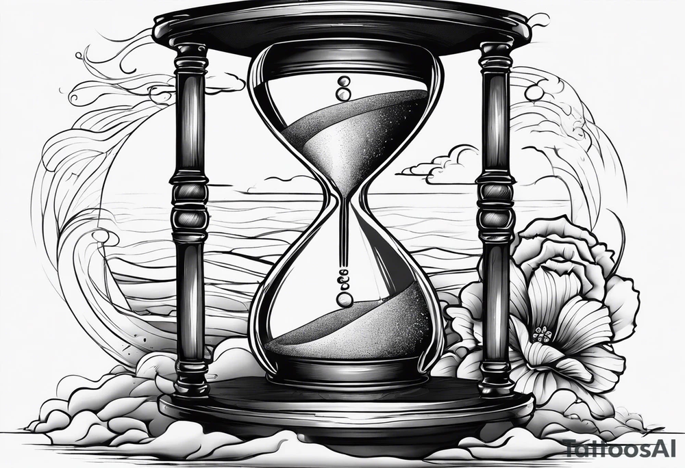 Make time count. watch and sand flying around hourglass tattoo idea