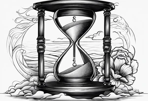 Make time count. watch and sand flying around hourglass tattoo idea