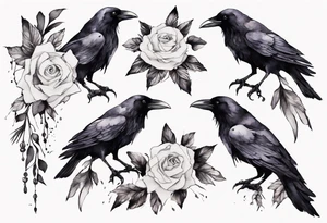 raven with a white corsage tattoo idea