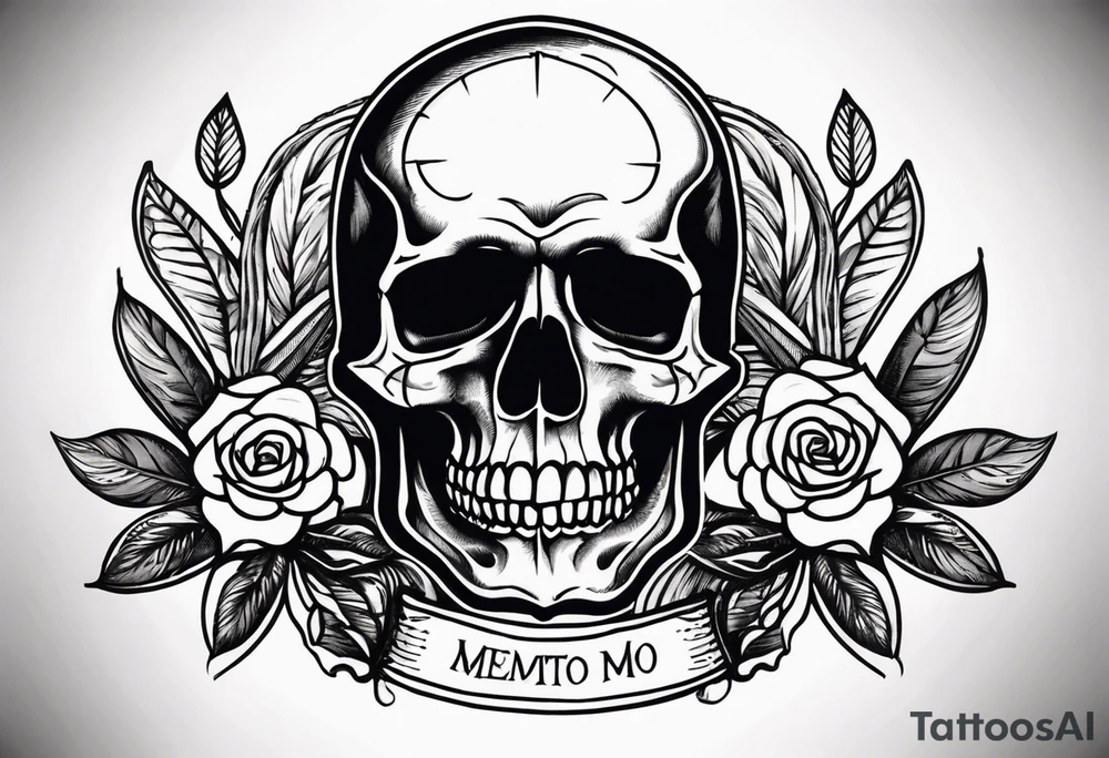 Skull  with Memento Mori written tattoo tattoo idea