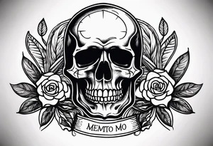 Skull  with Memento Mori written tattoo tattoo idea
