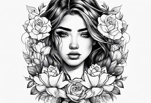 Girl crying, flowers, ropes tattoo idea