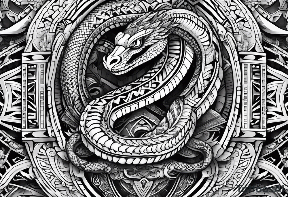 Aztec snake, arm sleeve, tattoo idea