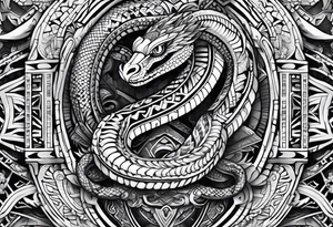 Aztec snake, arm sleeve, tattoo idea
