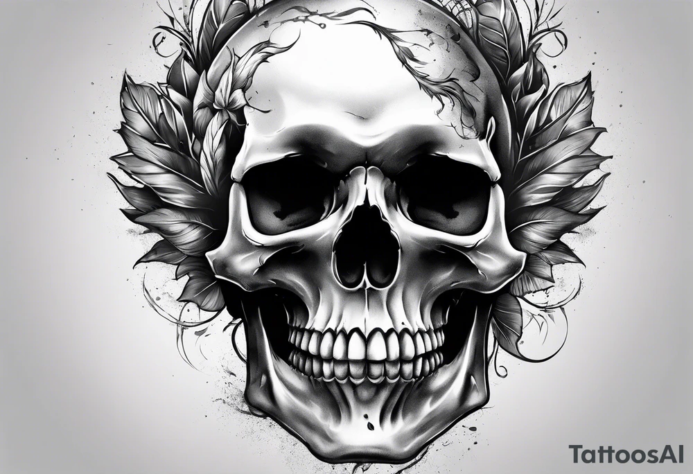 Male skull decaying side view tattoo idea