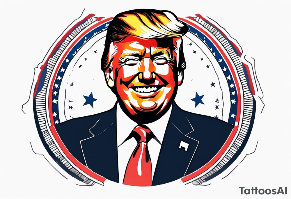 One American bill with President Trump smiling and a very simple design tattoo idea