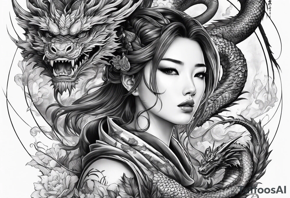 fit in one sheet warrior nymph with dragon tattoo idea