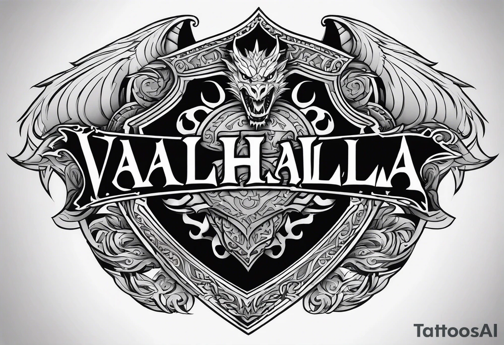 Valhalla shield dragon axe tattoo idea