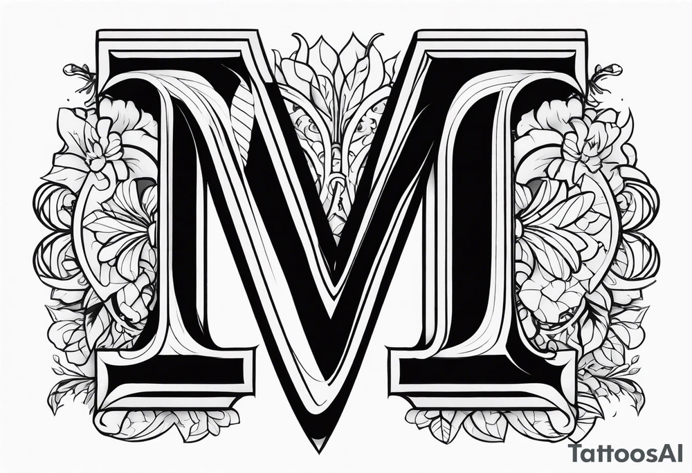 Combine letter M with number 24 tattoo idea