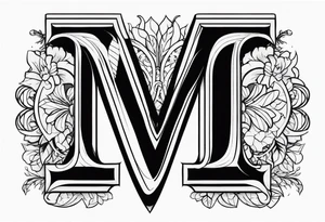 Combine letter M with number 24 tattoo idea