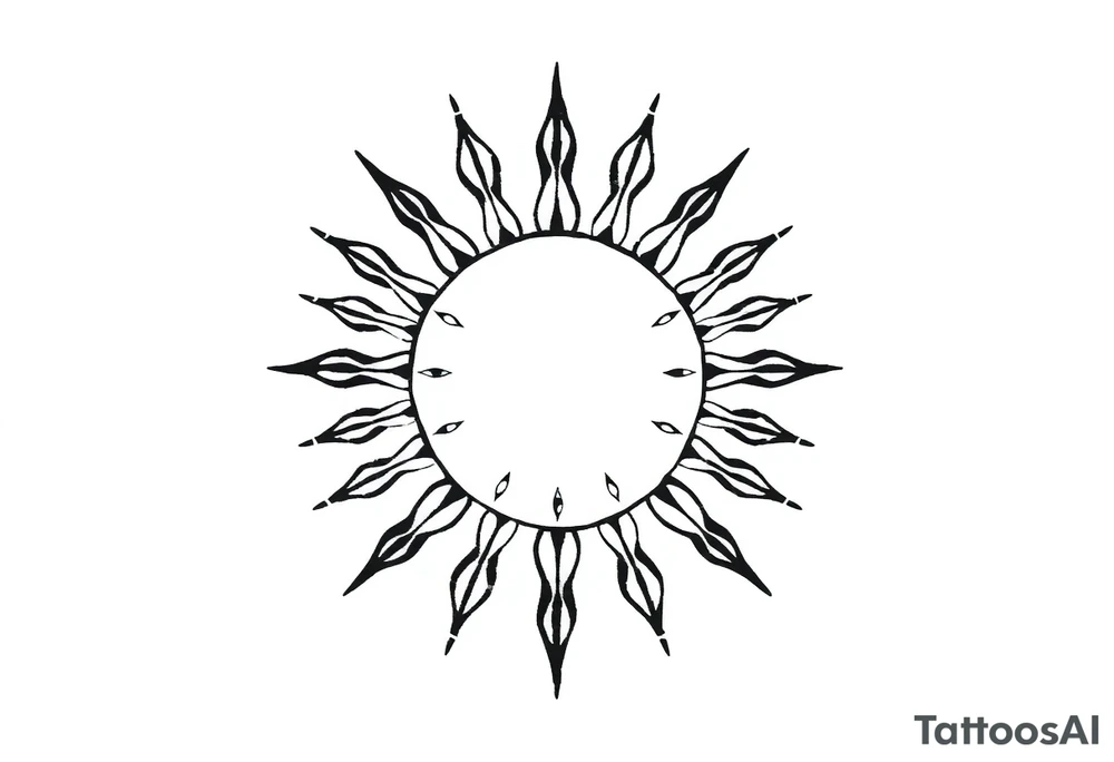 Sun with stem and leaves tattoo idea