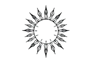 Sun with stem and leaves tattoo idea