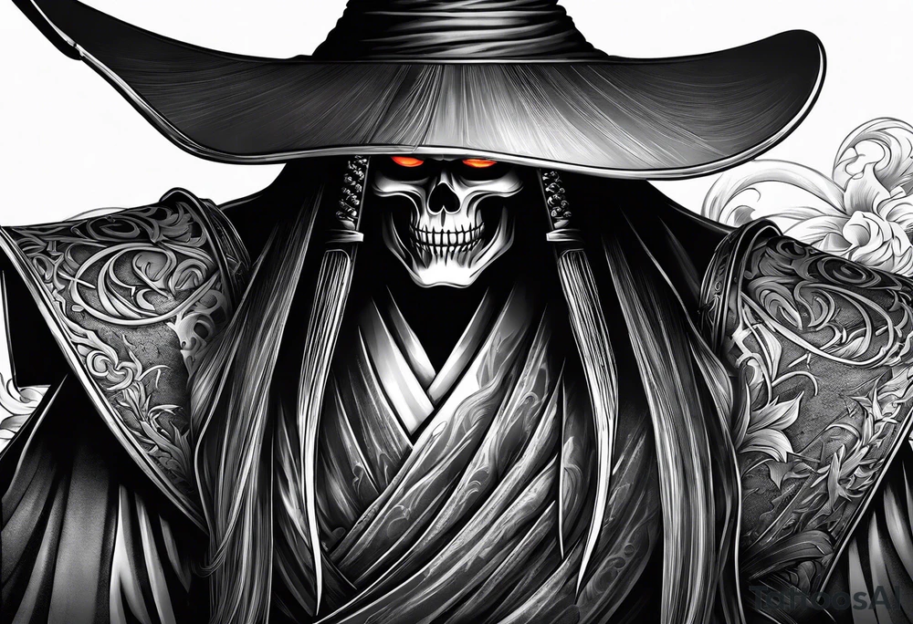 katana with grim reaper tattoo idea