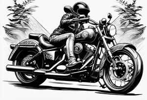 Frau mit Helm auf Motorrad tattoo idea