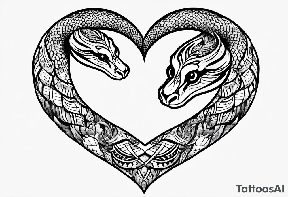 snake around a heart tattoo idea