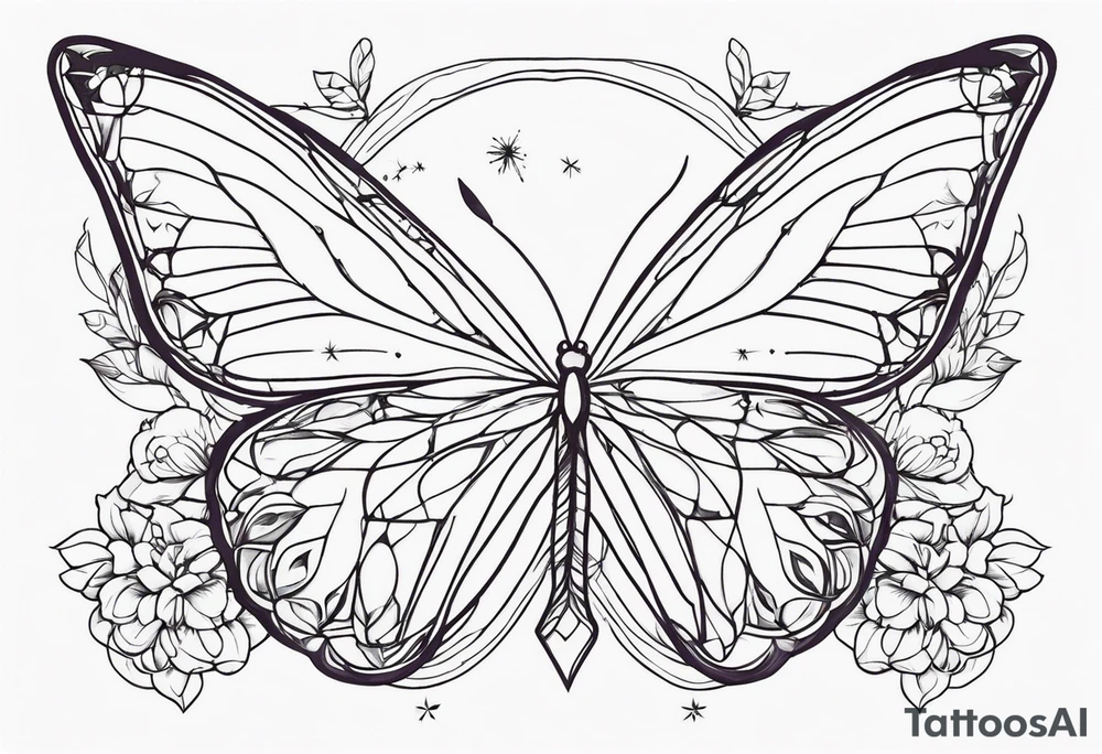 Ala de ángel y ala de mariposa tattoo idea