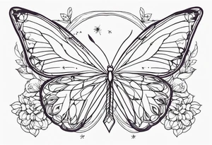 Ala de ángel y ala de mariposa tattoo idea