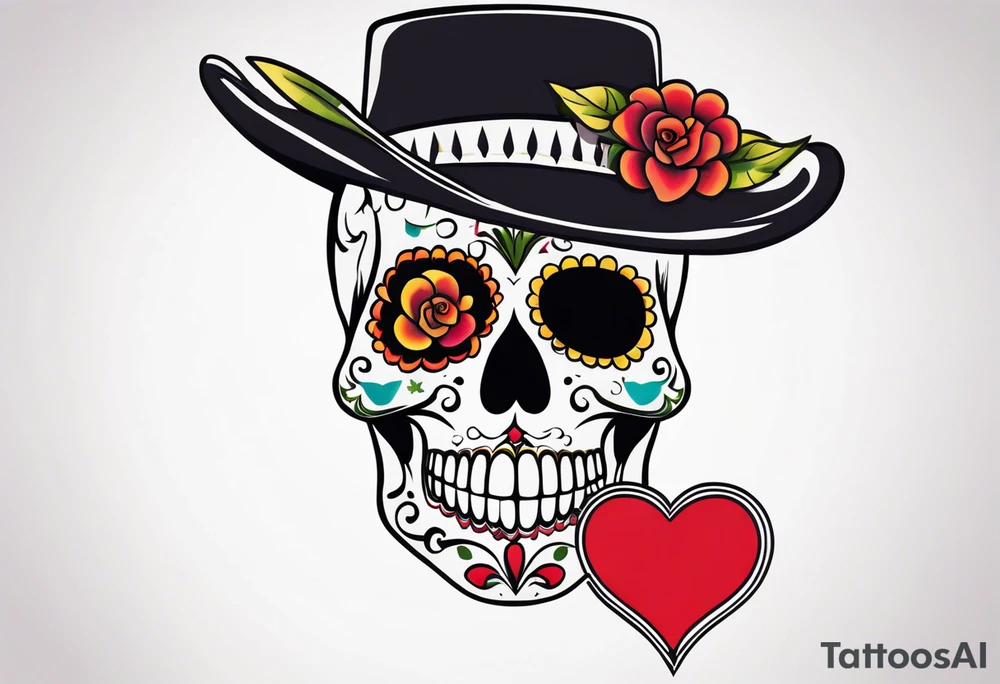 La pistola y corazón, sugar skull style tattoo tattoo idea