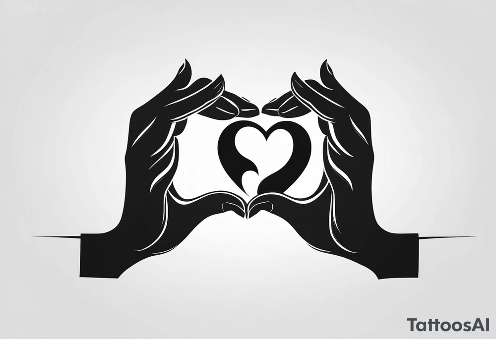 Silhouette of Hands forming a heart tattoo idea