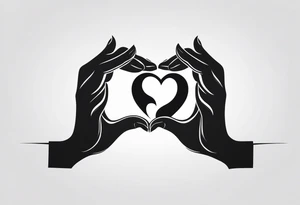 Silhouette of Hands forming a heart tattoo idea