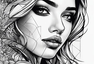 Girl where half the face is happy and half the face is sad tattoo idea