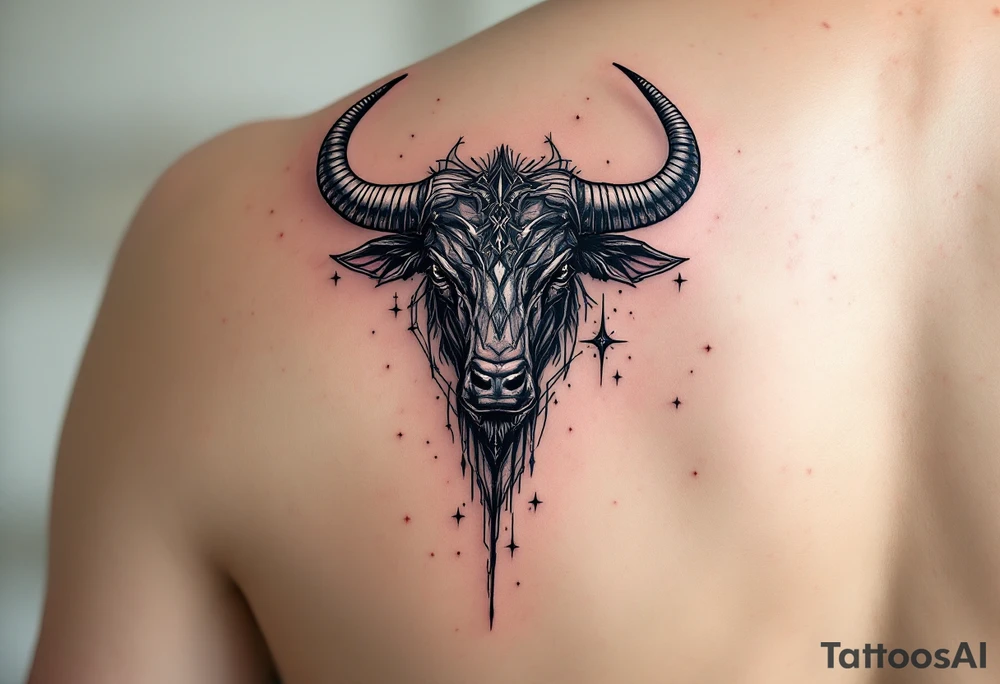 With horns dipped in silver and hooves in shadow, the Taurus constellation roams the cosmic pasture. tattoo idea