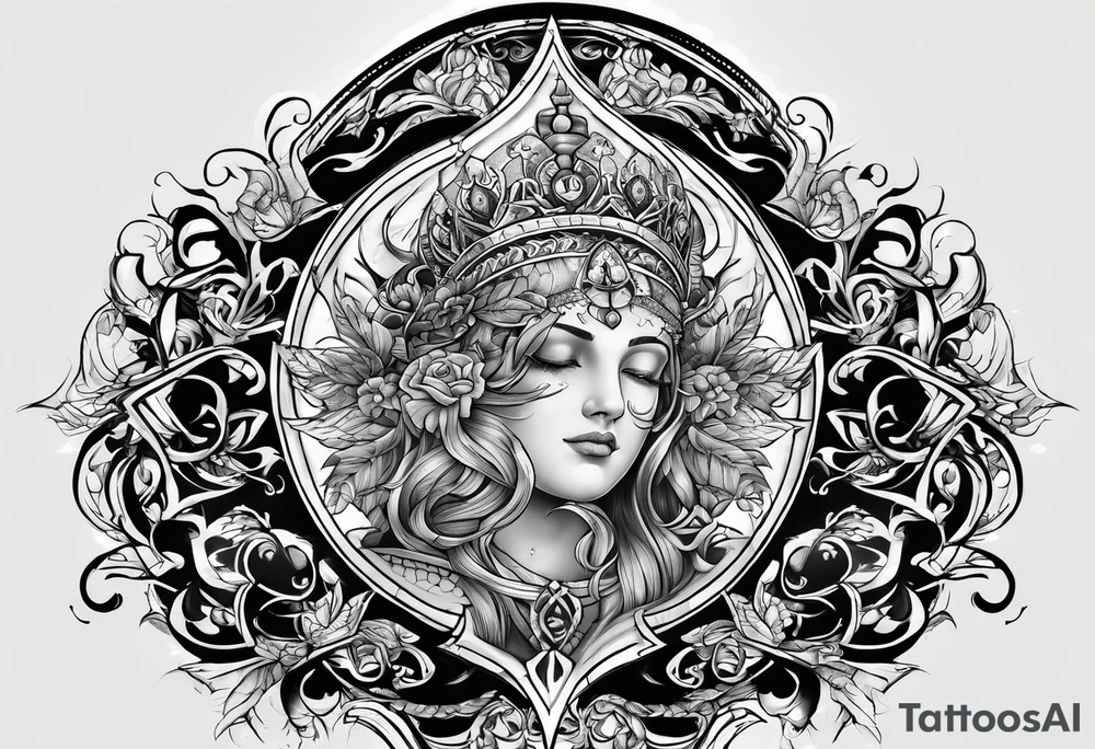 A tattoo that states pain and discipline to achieve your goals in life. it should be placed on the upper back and should express also catholic religion tattoo idea