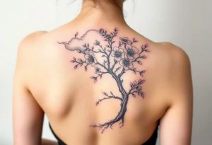 Powerful flower tree with cloud over it  (arm tattoo) tattoo idea