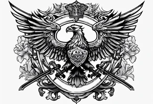 Family crest cool looking with swords tattoo idea