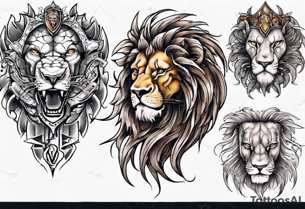 warrior lion tattoo idea