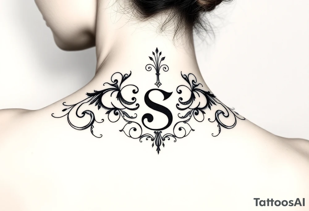 Lorbeerkranz mit integriertem Buchstaben S tattoo idea