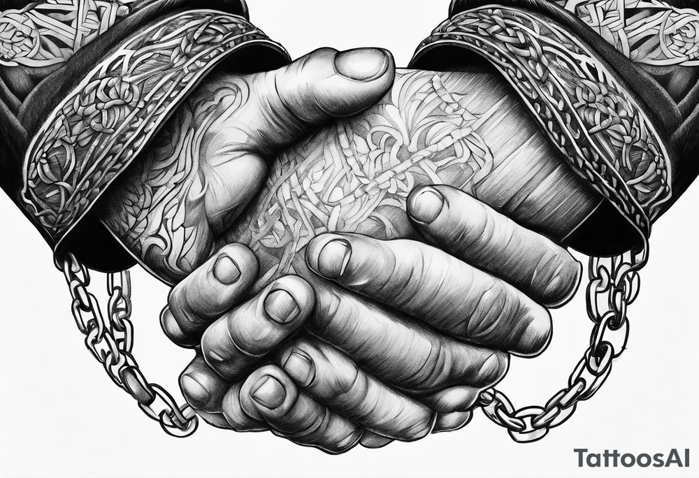praying hands with chain tattoo idea
