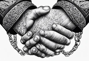 praying hands with chain tattoo idea