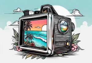 Polaroid with Aruba inside it tattoo idea