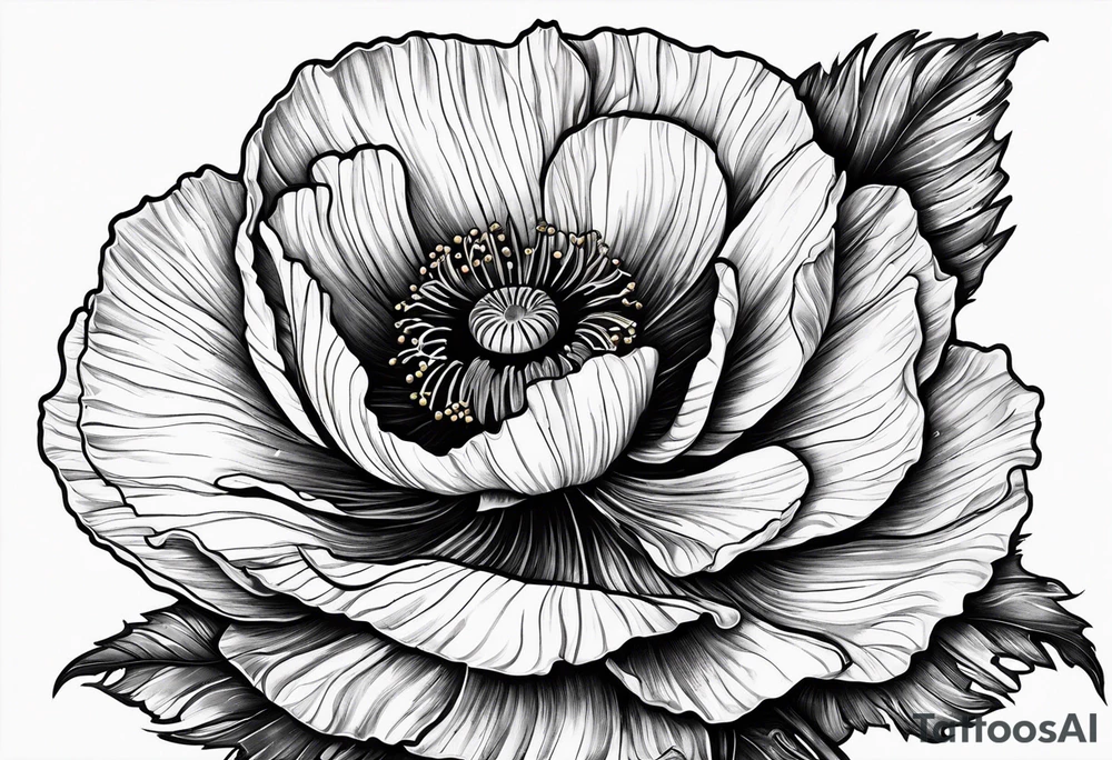 Poppy flower tattoo with the date 12/21/2006 tattoo idea
