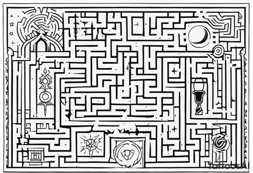 Bell, Maze, tracks, North Star, Graveyard, Mask, Eternal, Rewind, tattoo idea
