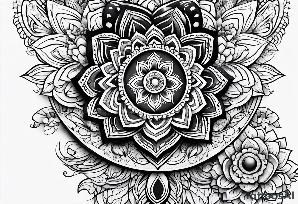 Hamsa and lotus flower sleeve tattoo idea