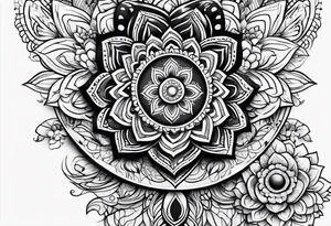 Hamsa and lotus flower sleeve tattoo idea