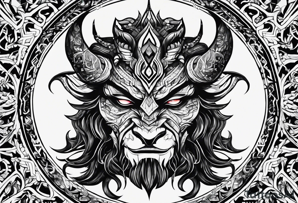 the shadow of a demon following a men tattoo idea