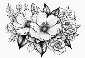 Neotraditional flowers tattoo idea